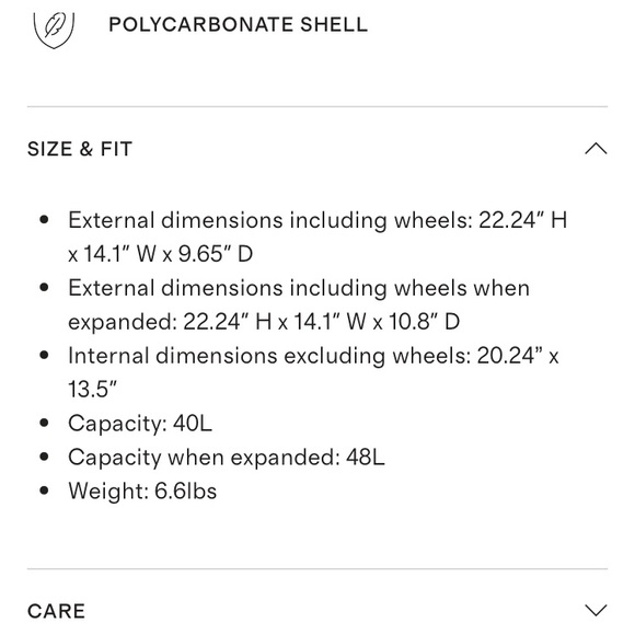 Quince expandable 22” small carry on Black Rolling Suitcase - Picture 9 of 11